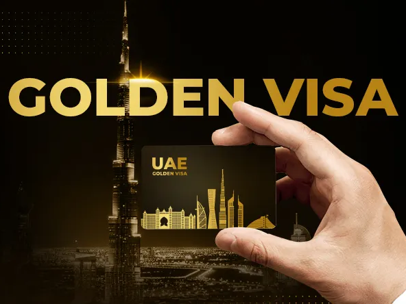 UAE Golden Visa card with Dubai skyline