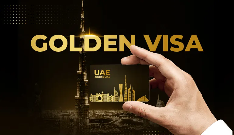 UAE Golden Visa card with Dubai skyline