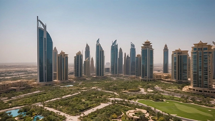 Bukadra Dubai skyline with towers