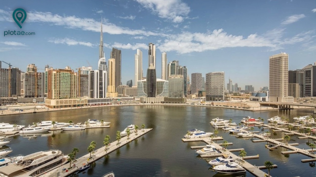 Panoramic view of Dubai Canal and Downtown skyline showcasing premium listings managed by a top Realestate agency in Dubai.
