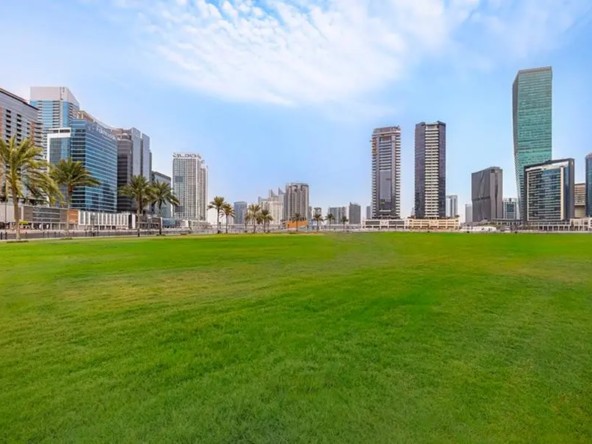 Residential plot in Dubai with city skyline view